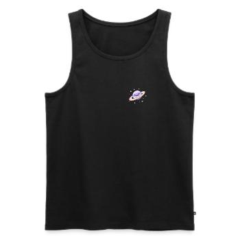 Saturne est surpris? - Débardeur bio Premium Homme - noir - Devant - AI Model Male 178 light (178cm)