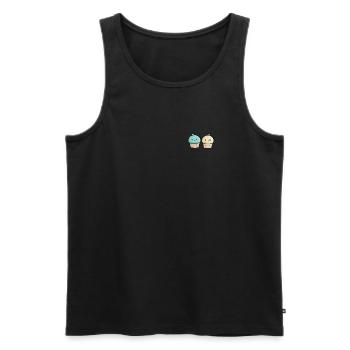 Deux cupcakes kawaii sucrés - Débardeur bio Premium Homme - noir - Devant - Michal (187cm)