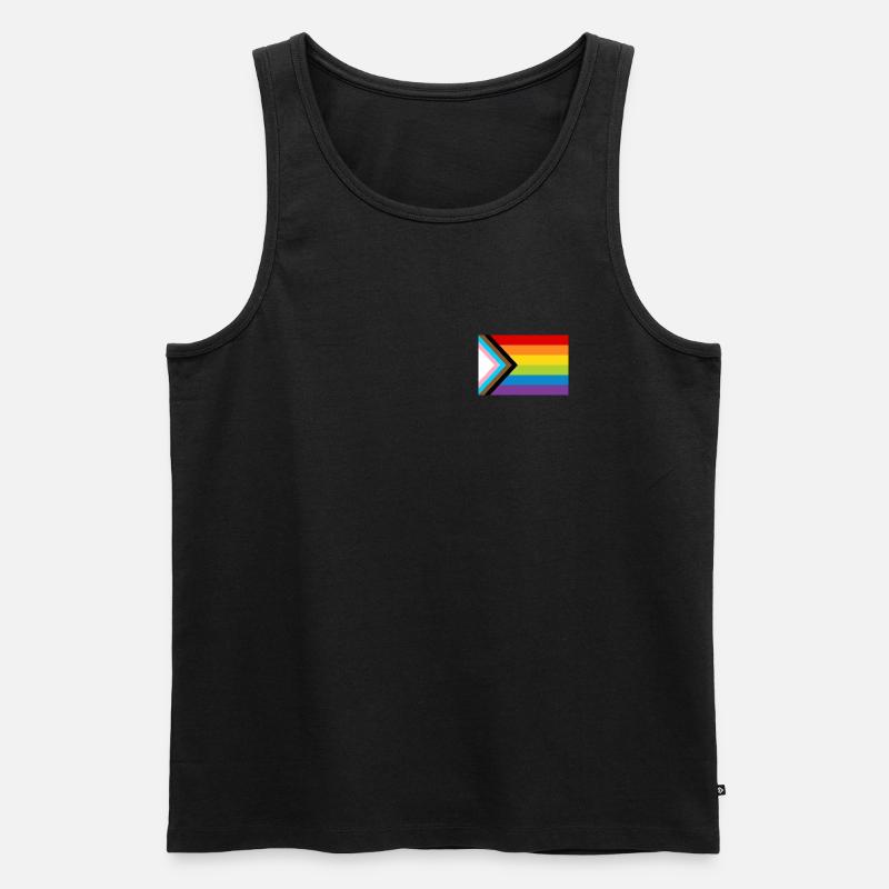 Drapeau de la fierté LGBT / Nouveau drapeau de progrès arc-en-ciel - Débardeur bio Premium Homme - noir