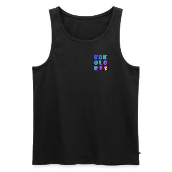 KOKOLORES mots drôles mot absurde - Débardeur bio Premium Homme - noir - Devant - AI Model Male 178 light (178cm)