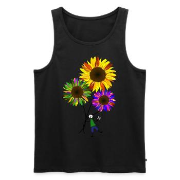 Sonnenblume Strichmännchen Blumen Garten - Männer Premium Bio Tank Top - Schwarz - Vorne - Michal (187cm)