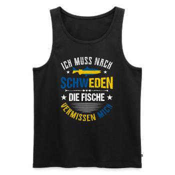 Schweden Angeltrip Angeltour Geschenk - Männer Premium Bio Tank Top - Schwarz - Vorne - Michal (187cm)