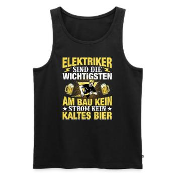 Elektriker sind die wichtigsten am Bau - Männer Premium Bio Tank Top - Schwarz - Vorne - Michal (187cm)