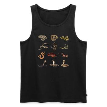 Verschiedene Schlangenarten - Männer Premium Bio Tank Top - Schwarz - Vorne - AI Model Male 178 light (178cm)