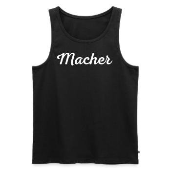Macher | Simple - Männer Premium Bio Tank Top - Schwarz - Vorne - Michal (187cm)