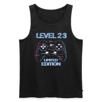 Anniversaire Niveau 23 Gaming Édition Limitée Gamer - Débardeur bio Premium Homme - noir - Devant - Michal (187cm)