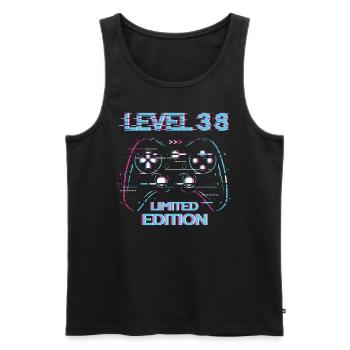 Birthday Level 38 Gaming Limited Edition Gamer - Men's Premium Organic Tank Top - black - Front - AI Model Male 178 light (178cm)