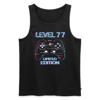 Anniversaire Niveau 77 Gaming Édition Limitée Gamer - Débardeur bio Premium Homme - noir - Devant - Michal (187cm)