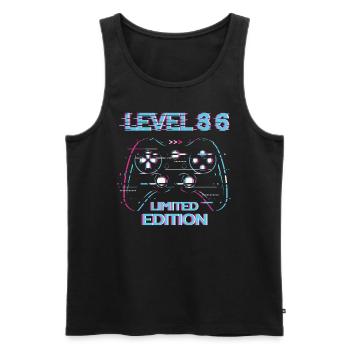 Anniversaire Niveau 86 Gaming Édition Limitée Gamer - Débardeur bio Premium Homme - noir - Devant - Michal (187cm)