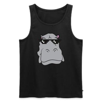 Nilpferd - Kopf mit Sonnenbrille - Männer Premium Bio Tank Top - Schwarz - Vorne - Michal (187cm)