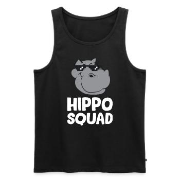 Nilpferd - Hippo Squad mit Sonnenbrille - Männer Premium Bio Tank Top - Schwarz - Vorne - AI Model Male 178 light (178cm)