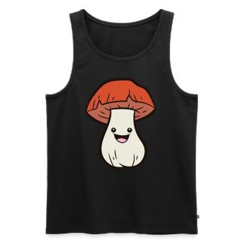 Mushroom - Happy Mushroom - Männer Premium Bio Tank Top - Schwarz - Vorne - AI Model Male 178 light (178cm)