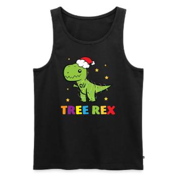 T-Rex - Tree Rex Lichterkette Stern Weihnachtsmütz - Männer Premium Bio Tank Top - Schwarz - Vorne - AI Model Male 178 light (178cm)