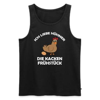 Ich liebe Hühner, die kacken Frühstück - Männer Premium Bio Tank Top - Schwarz - Vorne - Michal (187cm)