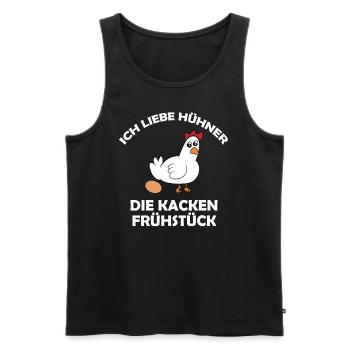 Ich liebe Hühner, die kacken Frühstück - Männer Premium Bio Tank Top - Schwarz - Vorne - Michal (187cm)
