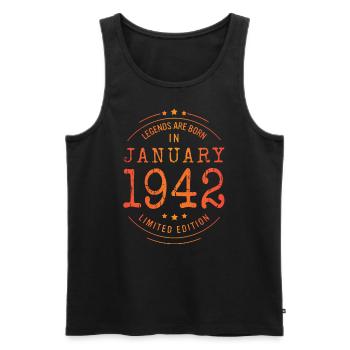 Anniversaire Janvier 1942 Edition Limitée Millésime - Débardeur bio Premium Homme - noir - Devant - Michal (187cm)