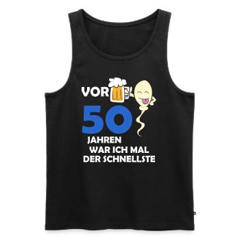 Vor 50 Jahren war ich mal der Schnellste - Männer Premium Bio Tank Top - Schwarz - Vorne - Michal (187cm)