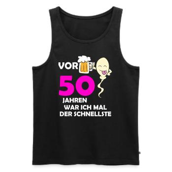 Vor 50 Jahren war ich mal der Schnellste - Männer Premium Bio Tank Top - Schwarz - Vorne - Michal (187cm)