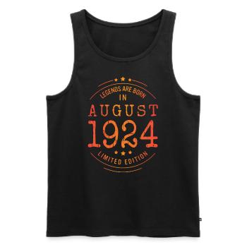 Anniversaire Août 1924 Edition Limitée Millésime - Débardeur bio Premium Homme - noir - Devant - AI Model Male 178 light (178cm)