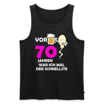Vor 70 Jahren war ich mal der Schnellste - Männer Premium Bio Tank Top - Schwarz - Vorne - Michal (187cm)