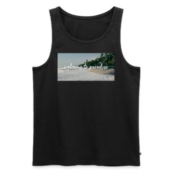 welcome to paradise | Paradise | Strand - Männer Premium Bio Tank Top - Schwarz - Vorne - AI Model Male 178 light (178cm)