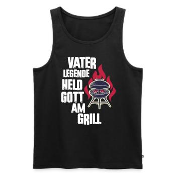 Vater Legende Held Gott am Grill - Männer Premium Bio Tank Top - Schwarz - Vorne - Michal (187cm)