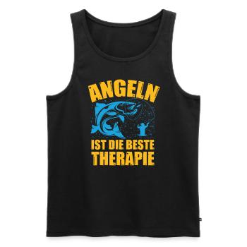 Angeln ist die beste Therapie Angler Spruch - Männer Premium Bio Tank Top - Schwarz - Vorne - Michal (187cm)