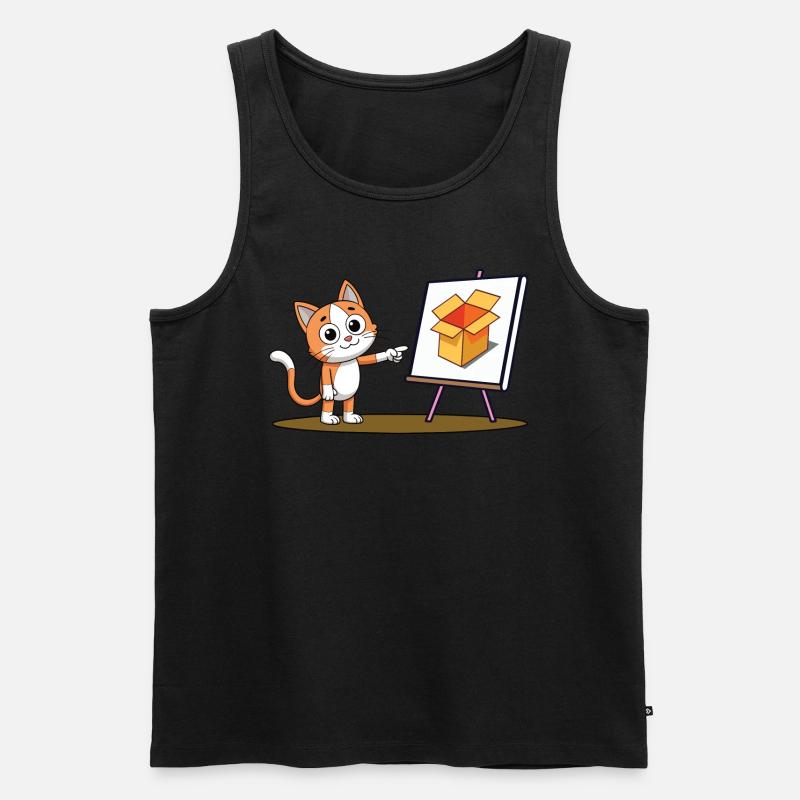 Katze und Karton - Männer Premium Bio Tank Top - Schwarz