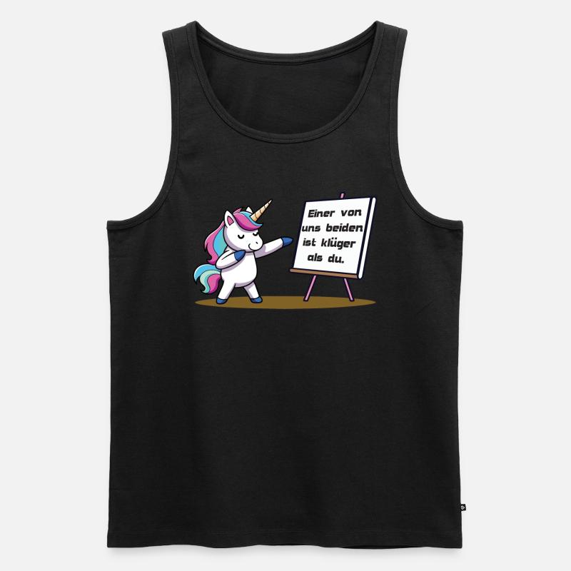 Kluges Einhorn - Männer Premium Bio Tank Top - Schwarz