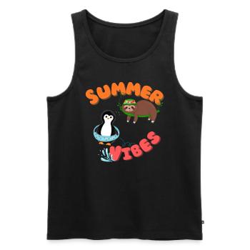 Summer Vibes - Men's Premium Organic Tank Top - black - Front - AI Model Male 178 light (178cm)