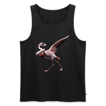 Funny Dabbing Flamingo Farmer Animal Lover Dab - Men's Premium Organic Tank Top - black - Front - Michal (187cm)