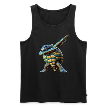 Drôle Dabbing Tortue de mer Amoureux des animaux - Débardeur bio Premium Homme - noir - Devant - Michal (187cm)