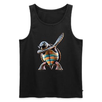Drôle Dabbing Tortue de mer Amoureux des animaux - Débardeur bio Premium Homme - noir - Devant - Michal (187cm)