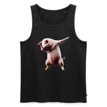Funny Dabbing Pig Farmer Animal Lover Dab - Men's Premium Organic Tank Top - black - Front - Michal (187cm)