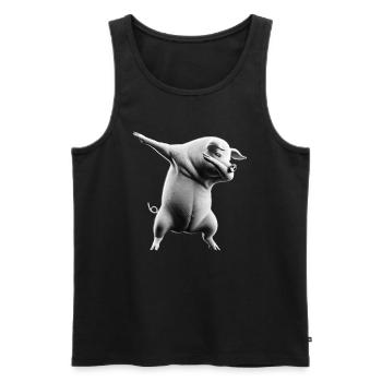 Funny Dabbing Pig Farmer Animal Lover Dab - Men's Premium Organic Tank Top - black - Front - Michal (187cm)