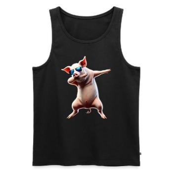 Funny Dabbing Pig Farmer Animal Lover Dab - Men's Premium Organic Tank Top - black - Front - Michal (187cm)