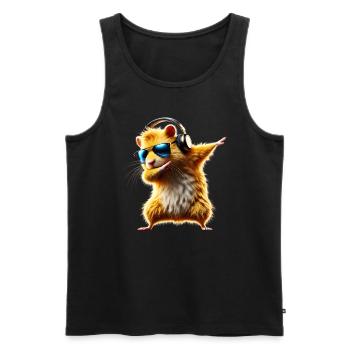 Funny Dabbing Hamster Rodent Animal Lover - Men's Premium Organic Tank Top - black - Front - AI Model Male 178 light (178cm)