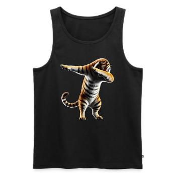 drôle dabbing tigre faune amoureux des animaux - Débardeur bio Premium Homme - noir - Devant - Michal (187cm)