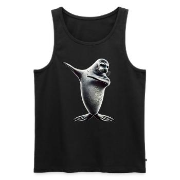 Drôle Dabbing phoque Amoureux des animaux Safari océan - Débardeur bio Premium Homme - noir - Devant - Michal (187cm)
