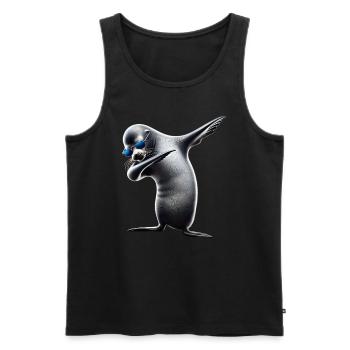 Drôle Dabbing phoque Amoureux des animaux Safari océan - Débardeur bio Premium Homme - noir - Devant - Michal (187cm)