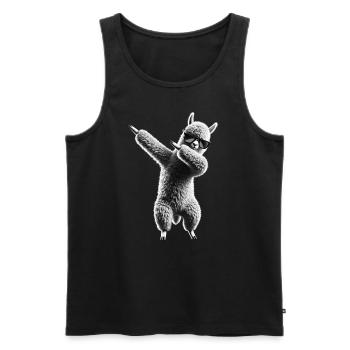 Funny Dabbing Alpaca Llama Animal Lover Safari - Men's Premium Organic Tank Top - black - Front - Michal (187cm)