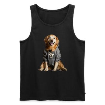 Funny German Golden Retriever Chill Out Dog - Men's Premium Organic Tank Top - black - Front - Michal (187cm)