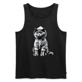 Funny British Shorthair Chill Out Cat Chill Out - Men's Premium Organic Tank Top - black - Front - Michal (187cm)