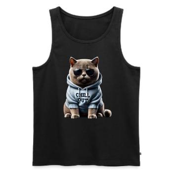 Funny British Shorthair Chill Out Cat Chill Out - Men's Premium Organic Tank Top - black - Front - Michal (187cm)