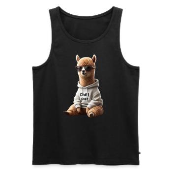 Drôle d’alpaga Chill Out Amoureux des animaux Chill - Débardeur bio Premium Homme - noir - Devant - Michal (187cm)