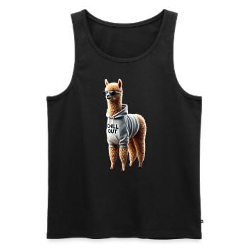 Drôle d’alpaga Chill Out Amoureux des animaux Chill - Débardeur bio Premium Homme - noir - Devant - Michal (187cm)