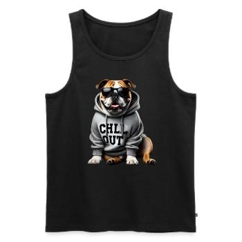 Funny English Bulldog Animal Lover Chilling - Men's Premium Organic Tank Top - black - Front - Michal (187cm)