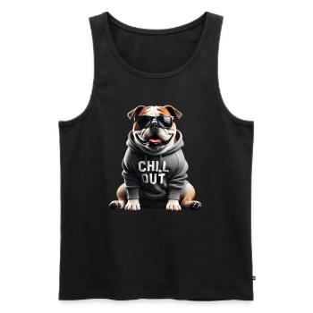 Drôle bouledogue anglais amoureux des animaux Chilling - Débardeur bio Premium Homme - noir - Devant - Michal (187cm)