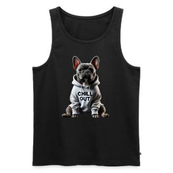 Funny French Bulldog Chill Out Chill Out - Men's Premium Organic Tank Top - black - Front - Michal (187cm)