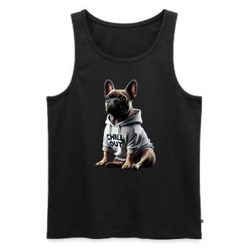 Funny French Bulldog Chill Out Chill Out - Men's Premium Organic Tank Top - black - Front - Michal (187cm)